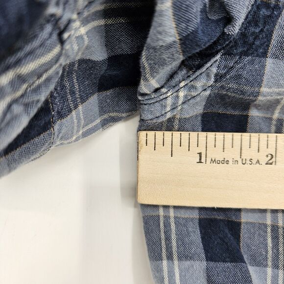 Carhartt Shirt Mens Medium Blue Gray Plaid Short Sleeve Button Up Workwear - Picture 7 of 10